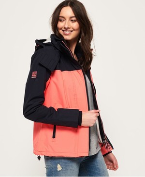 Superdry Pacific Arctic Hooded Pop Cipzár SD-Windcheater Női Kabát Sötétkék/Rózsaszín | BTXME2195